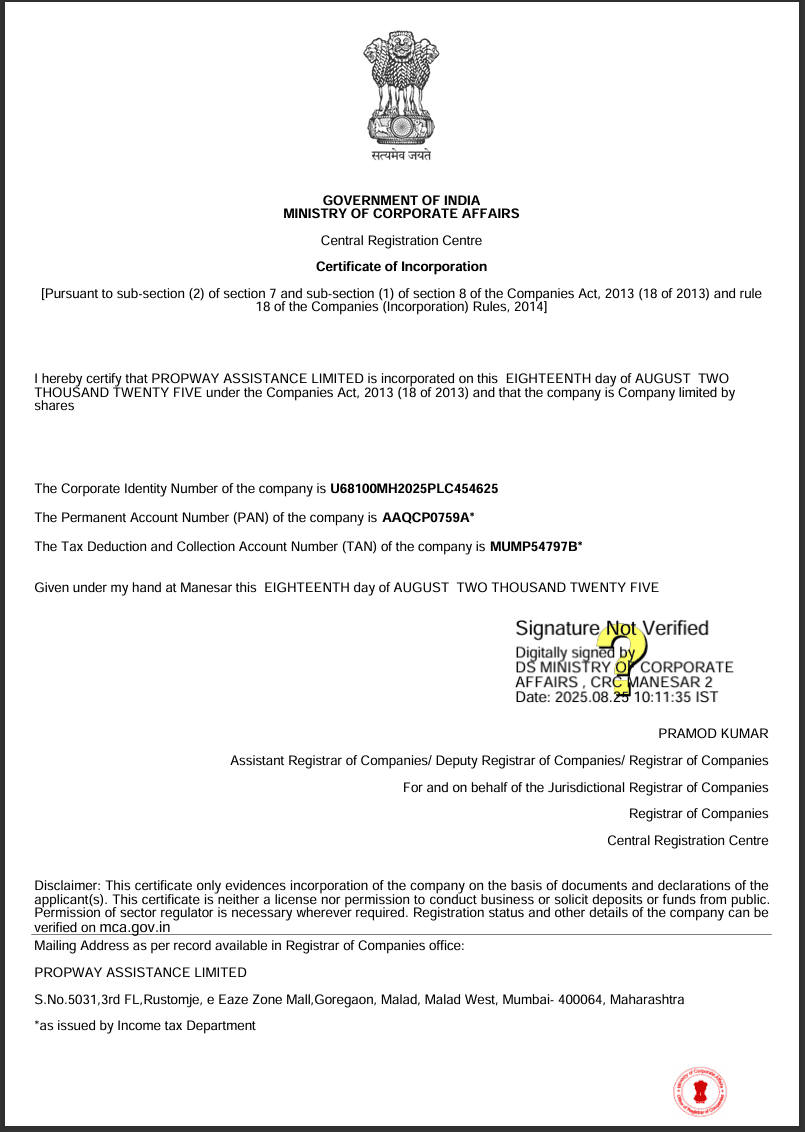 Certificate of Incorporation