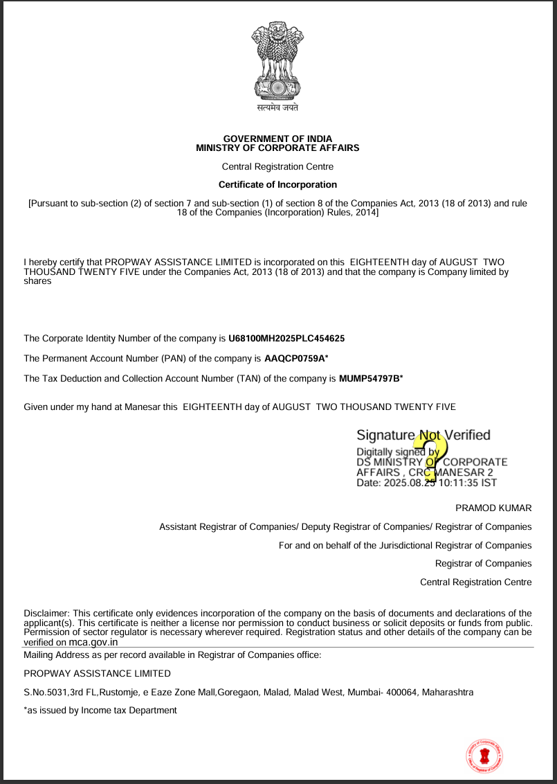 Certificate of Incorporation